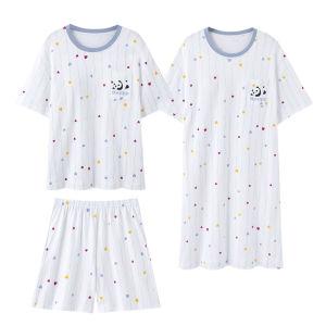 Bộ đồ ngủ nữ MiiOW vải cotton tay ngắn có đệm ngực ba mảnh