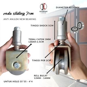 Roda sliding 7cm anti anjlok | roda pagar pintu sliding