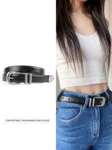 Genuine Cowhide 2025 New Womens Belt Skirt Accessory High-End Black Leather Waist Belt for Jeans Artistic Style Casual Scene
