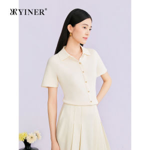 YINER | Summer New Stylish Polo Collar Knit Blouse