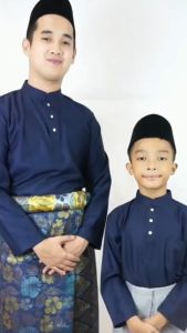 PG1 NEW Design Dewasa Brand Sempurna Baju Melayu Navy Dark Blue Maroon Yellow Mustard Emerald Dark Green Dark Grey Regular Slim Fit Cotton Sedondon Raya BMC