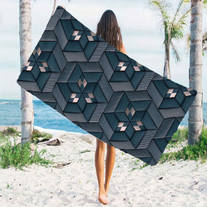 BILIBILI | Dark Hexagon Beach Towels Ultra Lightweight Quick Drying Super Absorbent Summer Essential Fast-Drying Towel for Beach