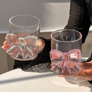 Bow Glass Cup Heat-resistant Glasses Goblet Champagne Bow Handle Glass High BorosilicateCold Drink Cup