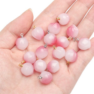 จี้แก้วรูปพีช5ชิ้นสายคล้องแว่นตาลูกปัดเสน่ห์สำหรับสร้อยข้อมือทำด้วยมือสร้อยข้อมือสร้อยคอพวงกุญแจเครื่องประดับทำเครื่องเพชร DIY