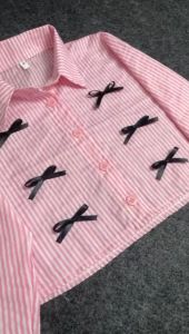 KEMEJA CROPTOP ANAK MOTOF SALUR ANAK PEREMPUAN 5-12 TAHUN FASHION ANAK VIRAL KEKINIAN