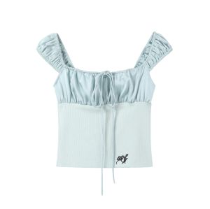 WESTAYONE | Áo Kẻ Cài Trước & Chân Váy Chấm Bi