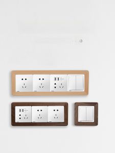 Real Wood Decorative Frame Switch Cover Panel Beautifying Shield Dirt Proof Socket Protection Cover New Chinese Style Geometry Pattern