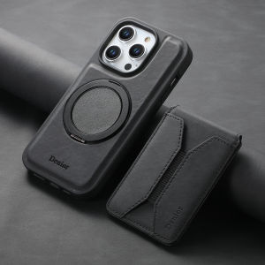 Wireless Charging Magnet Faux Leather Phone Case Card Holder Stand Wallet 2-in-1 For iPhone 17 Pro Max 16 Plus 15 14 13 12