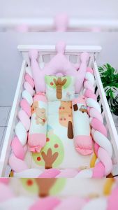 Baby Wonder - Elegant Braided Baby Comforter with Crown Bedding and Pillow Firm Baby Bed Newborn