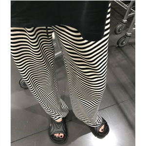 Ice Silk Striped Pants Womens Spring Autumn Wide Leg Sports Casual Sun Protection Walking Summer Thin Small Size