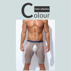 Plus Size Sports Ice Silk Mesh Men Underwear Extended Anti-Wear Leg 2024 Summer New Arrival Can Run Outwear