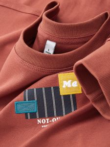 Ankela Red Snake Year Long Sleeve round Neck Sweatshirt Mens Embroidery Patch Spring Fashionable Casual Cotton Polyester Top