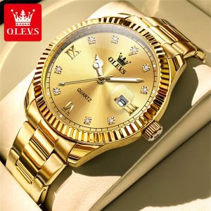 OLEVS Watch For Mans Waterproof Original Branded 2024 New Style Fashion High Quality Calendar Luminous Stainless Steel Quartz Watch