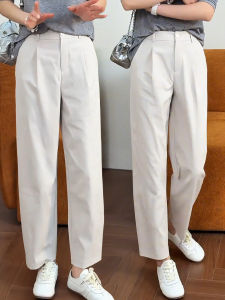 MEITESIJIAONU | Beige Nine-part Slim Fit High-waisted Tapered Pants