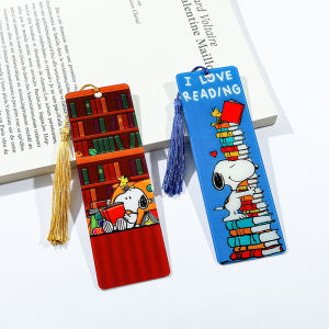 Cute Cartoon Snoopy Book Mark Acrylic Bookmark with Tassel for Anime Fans Collection Holiday Gift Reading Marker Stationery