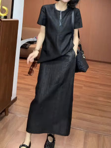 UYFY | Fashionable Retro Black Short Sleeve T-Shirt Womens Base Layer Shirt Versatile High-End Feel Summer New Arrival Simple Design