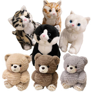 Simulation Cat And Cute Bear Hold Heart Valentines Day Presents Lifelike Animal Ornament Home Decro Birthday Gifts