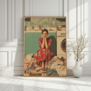 Cozy Paris Cafe Oil Painting Wall Print Decor - Impressionist Style Artwork of a Woman Enjoying Coffee at a Rustic French Bistro