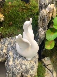 Tượng Gia Đình Gà Chất Liệu Gốm Sứ Trắng - Tượng gốm Trang Trí Gốm sứ Sần Trắng Cao Cấp