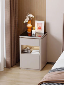 Modern Minimalist Italian Style Bedside Table Small Size Bedroom Storage Cabinet Home Furniture Density Board Fiber Board