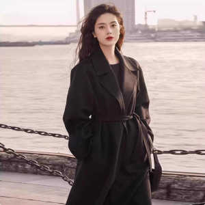 Red Double-Sided Cashmere Wool Overcoat Womens Small 2024 New Arrival Autumn and Winter Fancy Loose Woolen Coat
