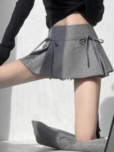 Summer Design Butterfly Knot Half Skirt Womens Pleated Short A-Line Mini Skirt Casual High Waist Polyester Fiber Folded