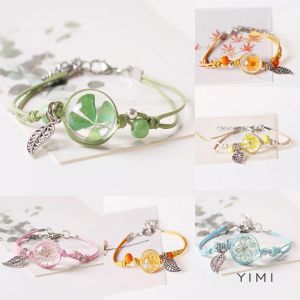 Gelang Bunga Daun Bestie Bahan Tali Elegan Gaya Korea Fashion Kekinian Impor Murah GL 44