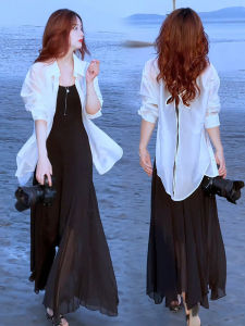 Fashion Fashionable Dress Womens Summer New Arrival Elegant Slim-Fit Set Dress Sun Protection Clothing Shirt Suspender Skirt Two-piece Set