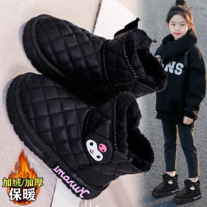 Kurumi Girls Snow Boots Winter Thickened Fleece Lined Fur Integrated Cotton Boots Childrens Shoes Anti-slip Wear-resistant Rubber Sole
