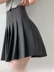 Váy Xếp Ly Chữ a Cạp Cao Màu Đen Trắng Xám Mùa Hè Xuân Thu Cho Nữ Váy Ngắn Cỡ Lớn Cho Phụ Nữ Ngoại Cỡ Váy Mini JK Thời Trang