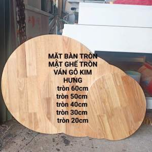 Mặt bàn tròn- gỗ ghép cao su 2 mặt bóng dày 15mm làm bàn ghế cafe bàn học