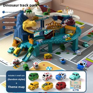 BABYSHOME | Dinosaur Hill Electric Track Car Park Toy Adventure
