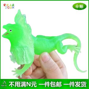 Soft Rubber Simulation Lizard Chameleon Translucent Green Kindergarten Kids Play House Toy Size Dinosaur Model