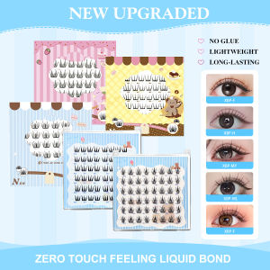 36Clusters  No-Glue Eyelash Clusters Ultra Thin Invisible Lashes Zero Pressure False Eyelashes with Liquid Bond for Girls