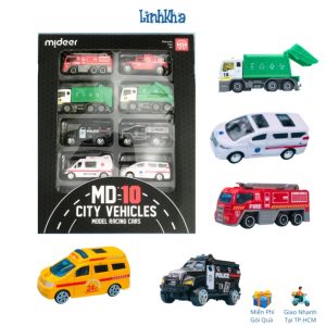 (Sale thanh lý) Bộ 10 Chiếc Xe Đúc Thép Mideer Cho Bé