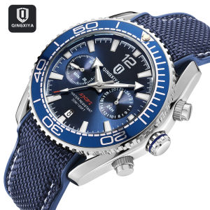 QINGXIYA Brand Luxury Multifunctional Quartz Watch Men Silicone Strap Waterproof Luminous Chronograph Watches Mens Sports Watch