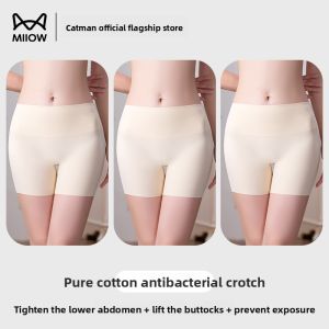 Miiow | Ice Silk Seamless Womens Safety Pants High Waist Briefs Anti-Light Walking Bottoming Shorts Cat Person 2025 New Style Sportswear