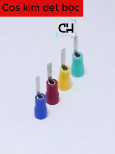 Đầu cos pin dẹt bọc nhựa DBV-125-10 2-14 55-10 Cos kim dẹt nối dây điện dây đồng túi 100 cái