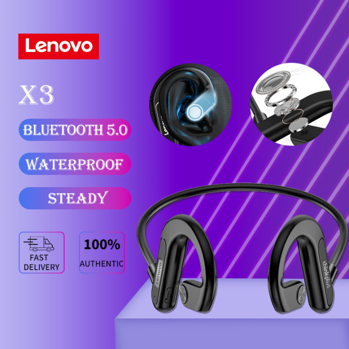 Lenovo X3 Air Conduction Bluetooth Headphones Sport Wireless Earphones Waterproof running Headset Stereo Hands free with mic Lazada PH