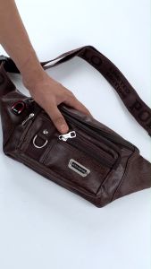 POLO AMSTAR Waistbag Compact Tas Selempang Pria Casual Multifungsi Slingbag Kulit Tas Pinggang Cowok