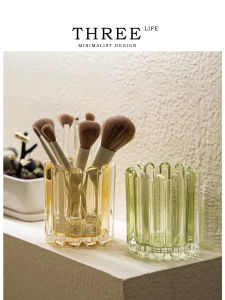 Tlife Chumi Glass Makeup Brush Storage Tube Minimalist High Aesthetic Value Desktop Pen Holder for Home Organization