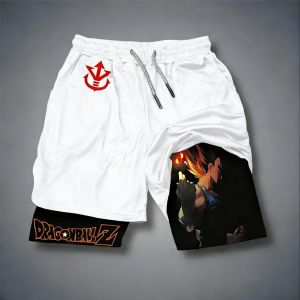 Bandai | Dragon Ball Vegeta Anime Printed Double-layer Quick Drying Breathable Sports Shorts 2026 Mens and Womens Summer Boxing Shorts