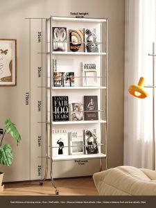 GUANYU | Creamy Style Concealable Mobile Full-Length Mirror with Bookshelf