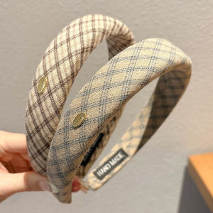 NING ZHOU | Vintage Check Wide Edge Hair Hoop High Top Headband