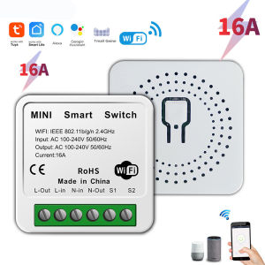 Tuya Mini 16A WiFi Switch Smart Life App 2 Way Control Smart Home Automation Module Interruptor Work for Alexa Google Home
