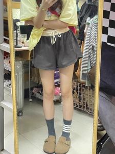 Quần Short Thể Thao Mùa Hè Mỏng Chữ a Quần Ống Rộng Ba Điểm Quần Bó Phong Cách Đường Phố Quần Bó Cạp Cao