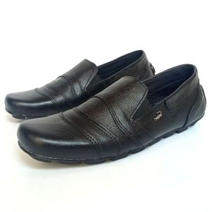 Sepatu Pria Kulit asli Casual Kerja Kantor Formal SlipOn Santai Keren Hitam