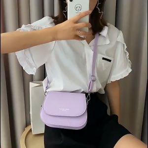 Trendy Saddle Shoulder Bag Women PU Leather Crossbody Bag Simple Solid Color Flap Messenger Bag Designer Handbags Pouch