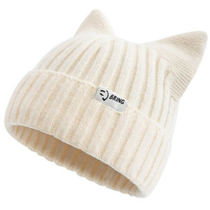 Hot Sale Cute Dandy Hat Cat Ear Kpop Style Beanie Hat Sweet Autumn/Winter Hats For Women Street Simple Colors Warm Hats For Girl