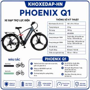 Xe Đạp Trợ Lực Điện Phoenix Q1 Vành Đúc 3 Chấu - Pin Lithium 48V 15Ah/30Ah - Động Cơ 400W Mạnh Mẽ - Bản Cao Cấp 2026